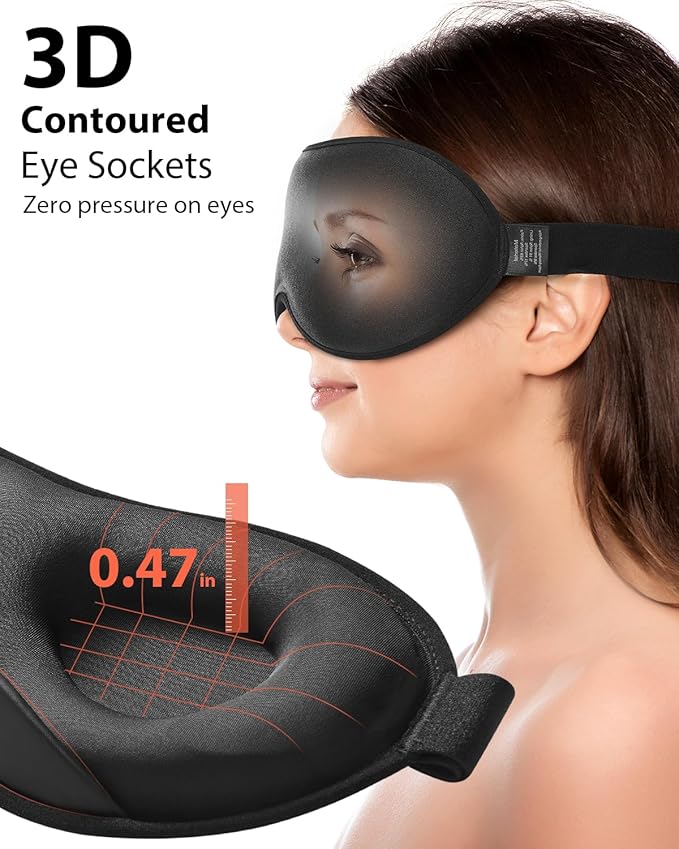 MABAO 2 Packs Weighted Sleep Mask - 100% Blackout Eye Mask for Sleeping for Women Men, 3D Contoured for Lash Extension, Zero Eye Pressure Memory Foam Cover, Soft Gentle Pressure Blindfold for Travel