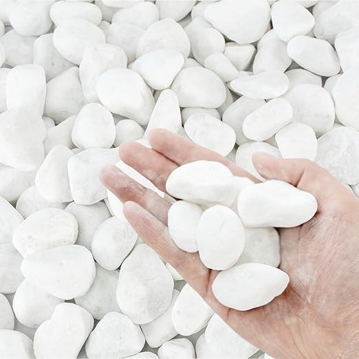White Rocks for Landscaping, 20lbs River Rocks for Garden Landscaping, 1-2 Inch Pebbles for Indoor Plants, Decorative White Stones Ideal for Fish Tank, Vases, Crafting