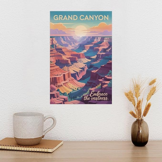 Motivational Canvas Grand Canyon Inspirational Poster Embrace The Vastness for Meditation Living Room Creative Studio Décor Canvas Poster Unframe-style 08x12inch(20x30cm)