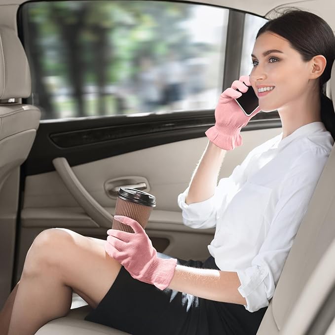 MIG4U Moisturizing Beauty Gloves Touchscreen Overnight Sleeping Glove for Women Dry Hands, Nighttime Lotion, Eczema, SPA, Cosmetic Treatment, Pink 3 Pairs Size S/M