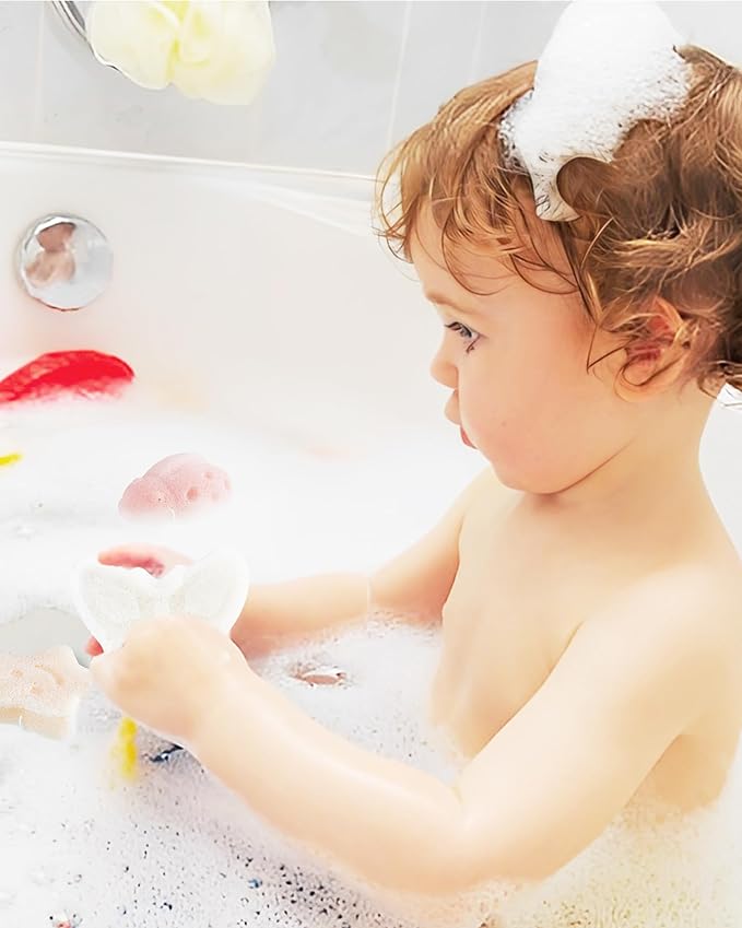 MoHern Konjac Baby Sponge for Bathing, 3Pcs Natural Cute Shapes, Kids Bath sponges for Infants, Toddler Bath time, Plant-Based, Extra Soft