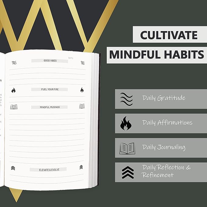 The Vibe Journal 13-Week Guided Mindfulness Journal for Men | Thoughtful Daily Prompts, Practical Exercises, and Habit-Building Tools | A5 Size | Premium Self-Care and Writing Gift