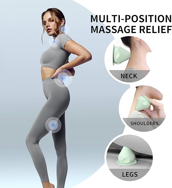 Mountable Self-Massage Ball Handfree with Suction Cup,Deep Tissue Back Sore Muscle Knot Massager,Myofascial Release,Manual Massage Balls, Foot Plantar Fasciitis, Back Stress Relief - Green