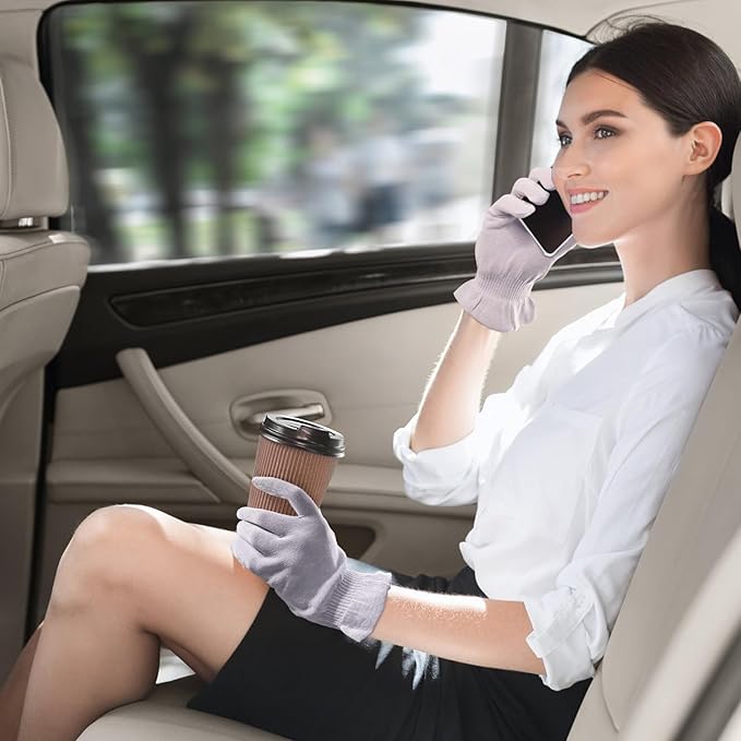 MIG4U Moisturizing Beauty Gloves Touchscreen Overnight Sleeping Glove for Women Dry Hands, Nighttime Lotion, Eczema, SPA, Cosmetic Treatment, Grey Purple 1 Pairs Size L/XL