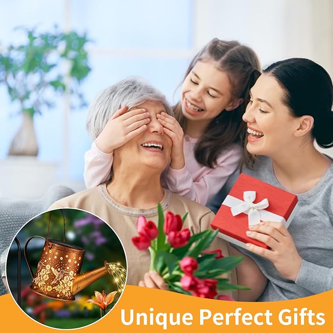 Solar Watering Can Light, Solar Powered Hanging Lantern Landscape Lights, Decorative Garden for Yard Waterproof Garden Decor, Gifts for Mom, Grandma(Hummingbird)