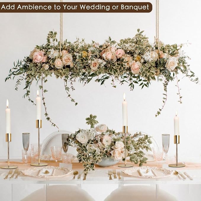Gold Candlestick Holders Bulk for Taper Candles Decorative Metal Candelabra Candle Holders Fit 0.8 Inch Diameter Candles Gold Taper Candle Stands for Wedding Home Party Table Decor (Set of 45)