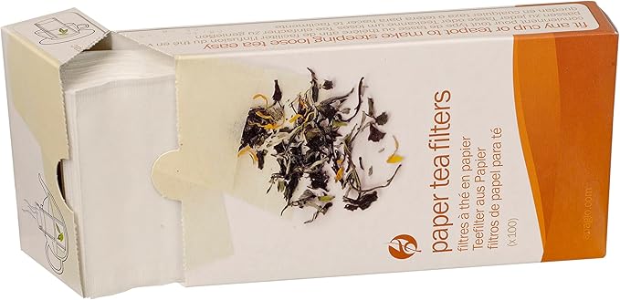 Paper Filters for Loose Tea, Will Work in Cup or Teapot, Oxygen Bleached for Neutral Taste, 100ct