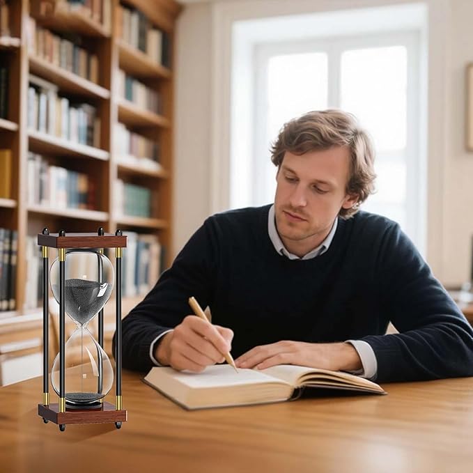 Sand Timer 60 Minute, 60 Min Hourglass Sand Clock, 1 Hour Wooden Retor Hour Glass, One Hour Sandglass, Reloj de Arena, Creative, Decoration, Office