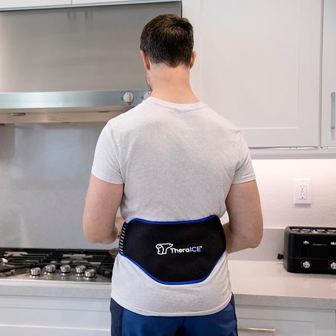 TheraICE Ice Pack for Back Pain Relief | Reusable Lower Back Wrap for Hot or Cold Therapy | Relief for Lower Lumbar, Sciatic Nerve, Herniated or Degenerative Disc, Coccyx, Tailbone Pain 2 Pack