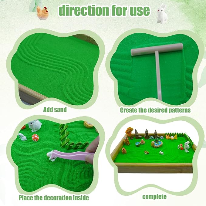 33 Pcs Zen Garden For Desk,Mini Zen Garden,Japanese-Style Home Gift Set Featuring A Wooden Tray With Rake-Shaped Mini Ornaments, Perfect For Desk Decoration, Bedroom Nightstands, And More.