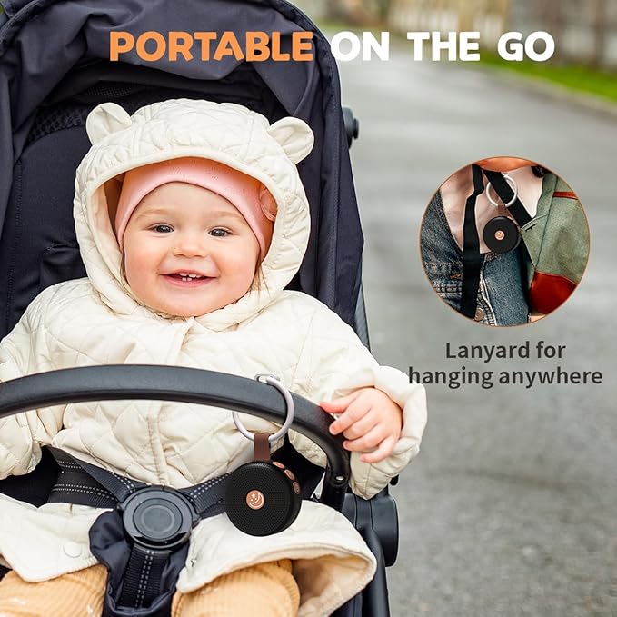 Mini Sound Machine Portable Baby White Noise Machine Brown Noise Machine 30 Soothing Sounds for Kids Adults Auto-Off Timer 32 Volume Levels Battery Sleep Machine for Home Office Privacy (Black)