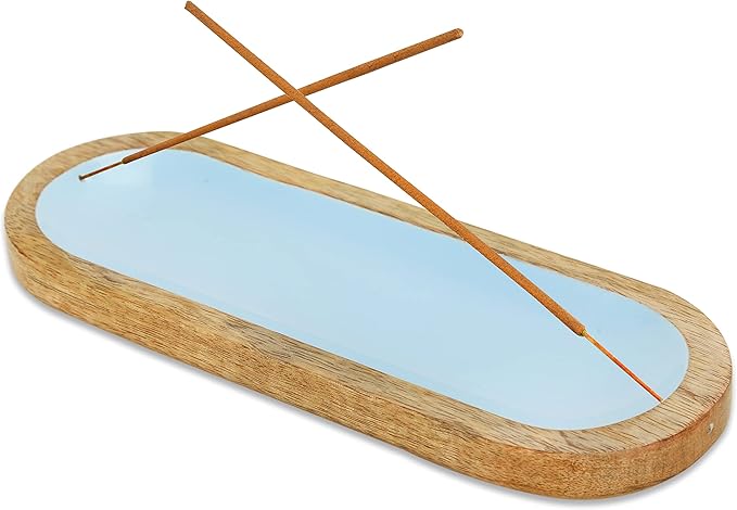 Hand Painted Incense Holder-Incense Burner/Ash Catcher/Handmade Wooden Insence Tray – Modern Gift Home/Room/Kitchen Décor Size 11x4x1.5 Inches