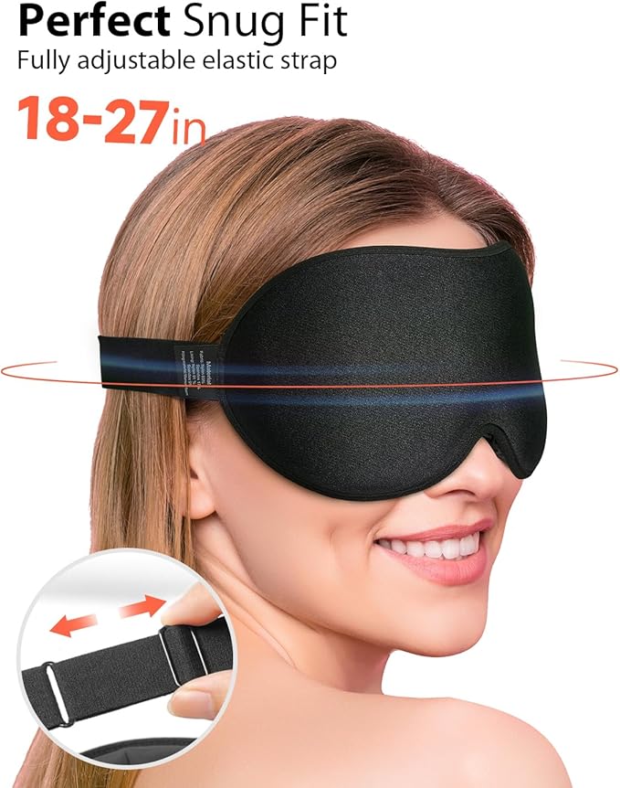 MABAO 2 Packs Weighted Sleep Mask - 100% Blackout Eye Mask for Sleeping for Women Men, 3D Contoured for Lash Extension, Zero Eye Pressure Memory Foam Cover, Soft Gentle Pressure Blindfold for Travel