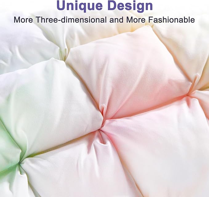 YOUR MOON Soft Pillows for Sleeping, Support Bed Pillows, Fluffy Down Alternative Pillow, Luxury Hotel Gel Pillows for Side Sleeping Queen Size (Rainbow)