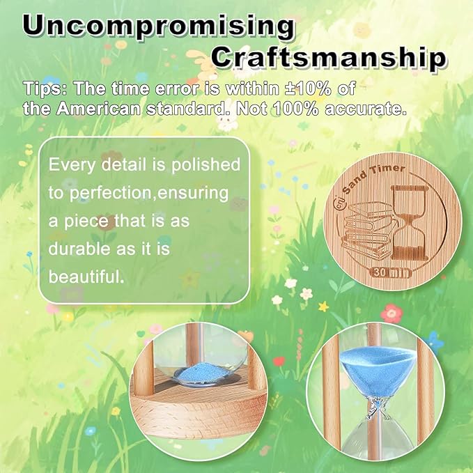1 Minute Sand Timer, 1 Min Wooden Hourglass, Small Sand Clock, Reloj De Arena, Hour Glass Sandglass for Home, Office, Decorative, Game, Classroom