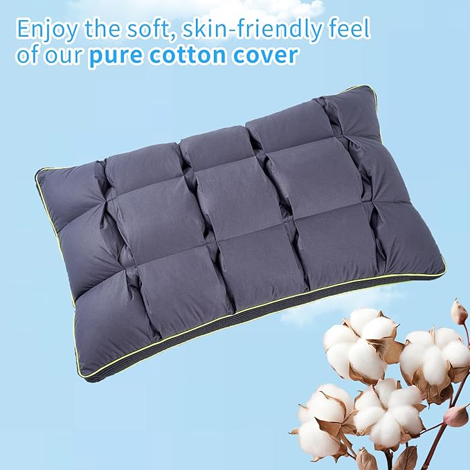 YOUR MOON Soft Pillow Standard for Sleeping, Super Soft Support Down Alternative Pillow, 100% Cotton Shell Luxury Comfy Fluffy Bed Pillows for Sleep(Gray)