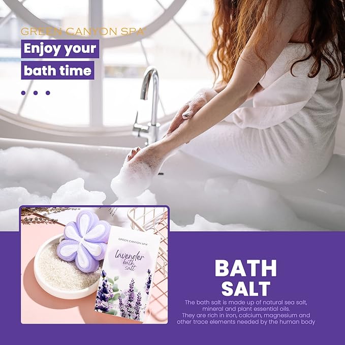Green Canyon Spa Gift Baskets for Women 11pcs Lavender Bath Gift Sets with Body Lotion,Essential Oil,Spa Gifts for Women,Mothers Day Gift Sets for Her,Bath Sets for Her Gifts