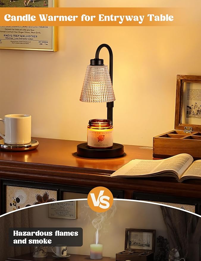 Innqoo Amber Candle Warmer Lamp with Timer, Dimmable Candle Warmer for Jar Candles, Height Adjustable Wax Melts Warmer, Birthday Gifts for Women Mom, House Warming Gifts New Home Decor