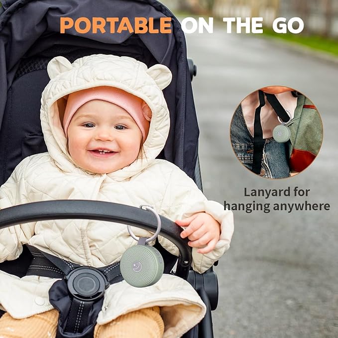 Mini Sound Machine Portable Baby White Noise Machine Brown Noise Machine 30 Soothing Sounds for Kids Adults Auto-Off Timer 32 Volume Levels Battery Sleep Machine for Home Office Privacy