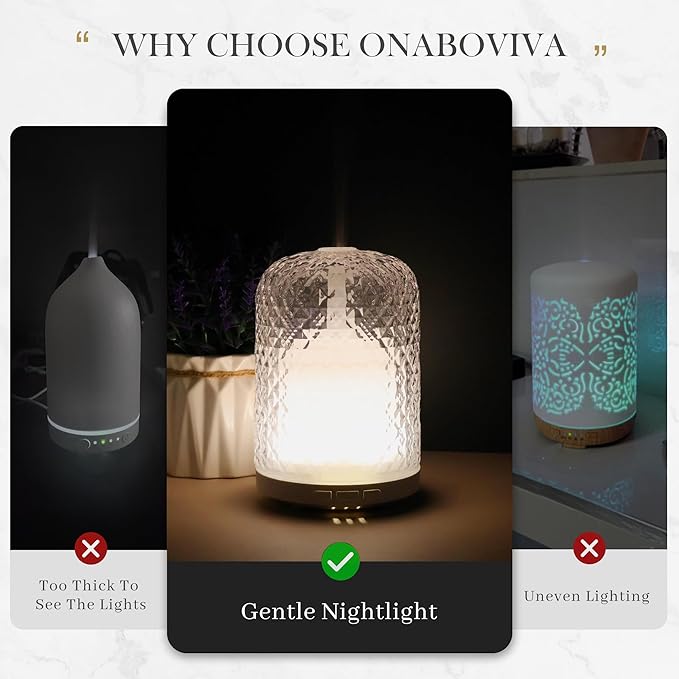 Essential Oil Diffuser – 2.4MHz Ultrasonic Aromatherapy Diffuser, Health Night Light, Timer & Auto Shut-Off, BPA-Free, 120ml Glass Oil Diffuser for Home, Office, Spa, Yoga