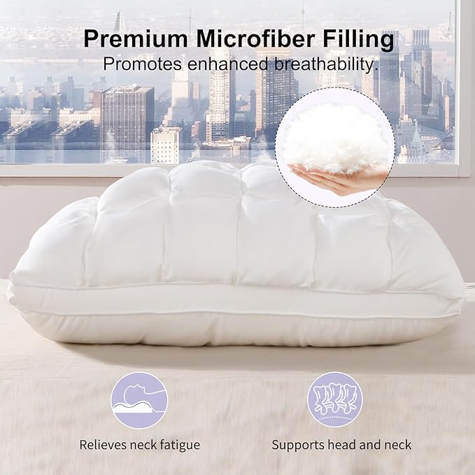 YOUR MOON Soft Pillows Queen Size for Sleeping, Support Bed Pillows, Fluffy Down Alternative Pillow, Luxury Hotel Gel Pillows for Side Sleeping (White)