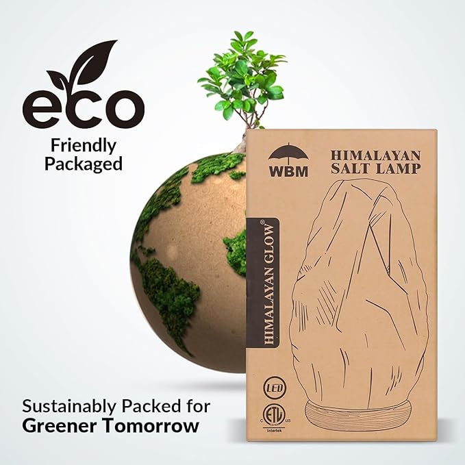 WBM Salt Lamp - USB Himalayan Salt Lamp with Touch Dimmer Control, Natural Pink Crystal, 5-7 lbs, Wooden Base, LED Bulb, Room Decor, Home Decor, Relaxation, Ambiance, Gift