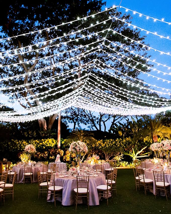 380LED 125FT Cool White Christmas Lights, Extra Long Outdoor String Lights Waterproof, Timer & Memory, 8 Modes Dimmable Plug in Fairy for Classroom Decor Outside Tree Wedding Patry