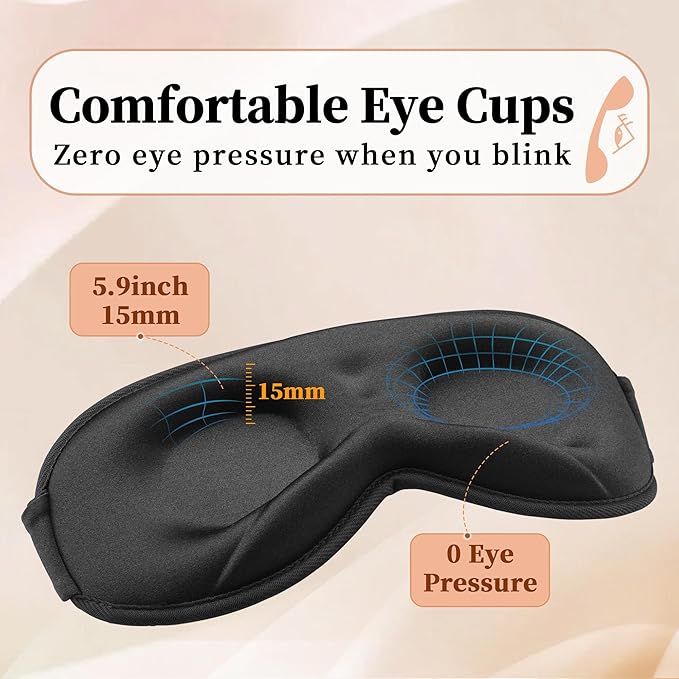 3D Sleep Mask for Men&Women, 2 Pack Contour Eye Masks for Sleep, Side Sleeping Mask for Men&Women, Blackout Eye Mask for Sleeping Eye Mask, Airplane Travel Essentials for Men, Meditation Black&Purple