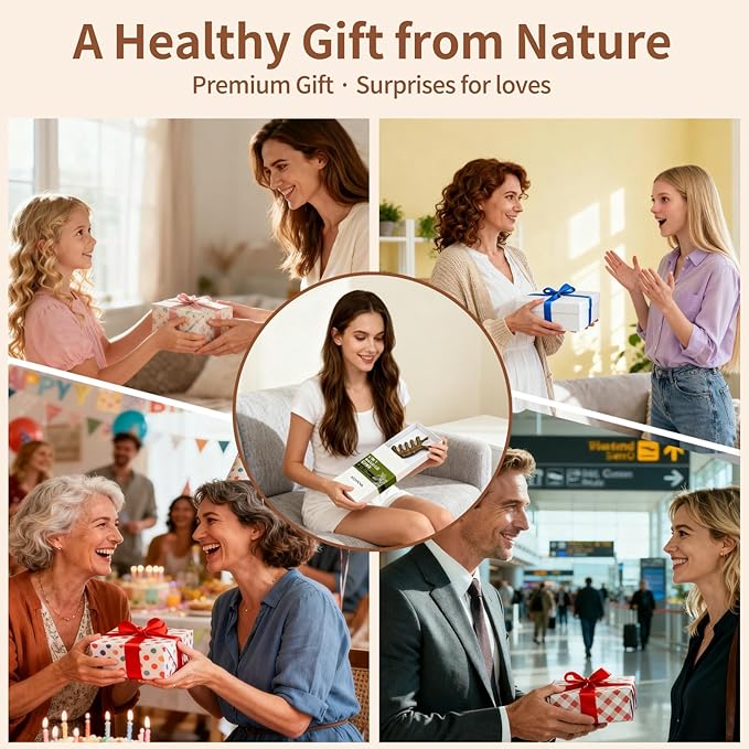 Green Sandalwood 4-in-1 Massage Comb & Gua Sha Tool for Scalp, Face & Body – Natural Wooden Comb for Relaxation, Stress Relief & Hair Care – Luxury Self-Care Gift for Women, Mom & Girlfriend