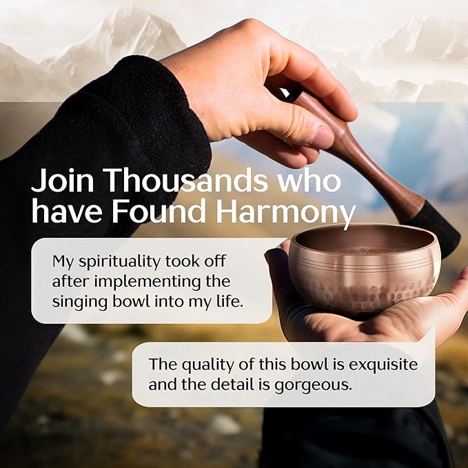 Tibetan Singing Bowl Set with Case – Authentic Plain Design – Meditation Bowl & Sound Bowl with Cushion, Mallet & Guide – Ancient Himalayan Meditation Tools – Vibrational Healing Instruments