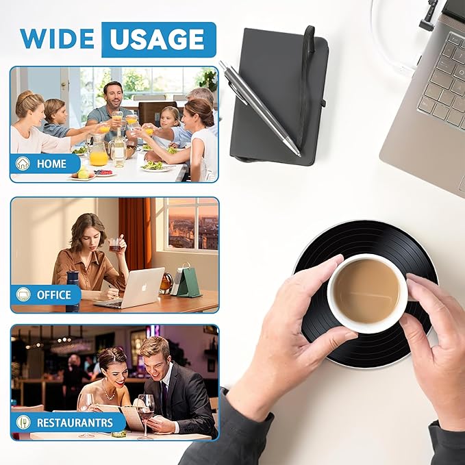 Drinks Coasters Set of 4, Old Record Player Music Round 4" Cup Coasters, Absorbent Ceramic Stone Coasters with Cork Base, Cute Coasters for Table Home Décor, Ideal Gifts for Women Men