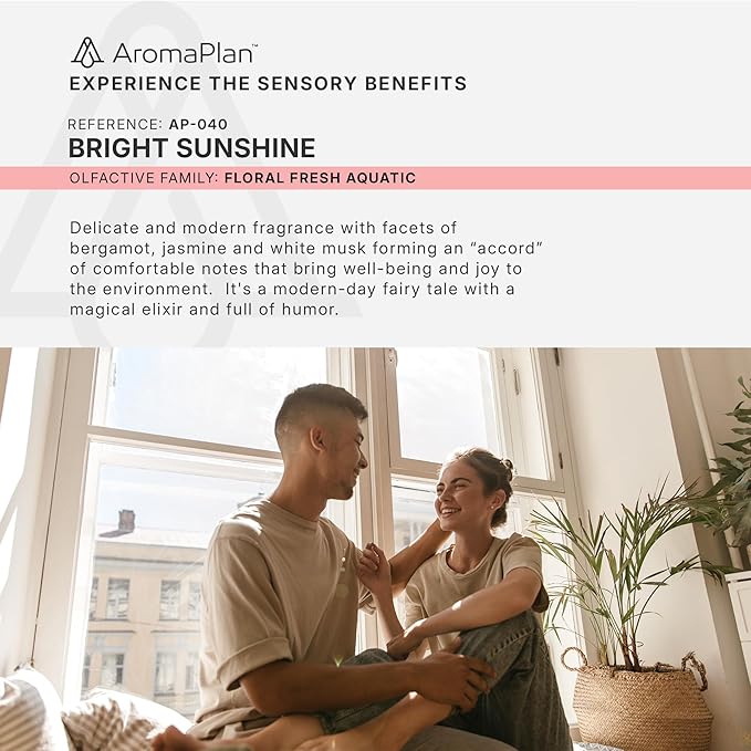 AromaPlan Hotel Scents Bright Sunshine 5 Fl Oz (148ml), Home Luxury Aroma & Hotel Fragrance Diffuser Oil- Hotel Diffuser Oil for Aromatherapy- USA Made, Bigger Bottle, Bolder Aroma & Longer Lasting