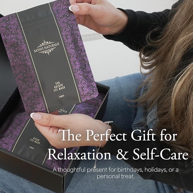 The Wind Down Self Care Set - Relaxation Kit and Care Package Including Steam Eye Mask, Lavender Sugar Scrub & Aromatherapy Shower Steamers, 24K Gold Eye Masks - Spa Gifts for Women