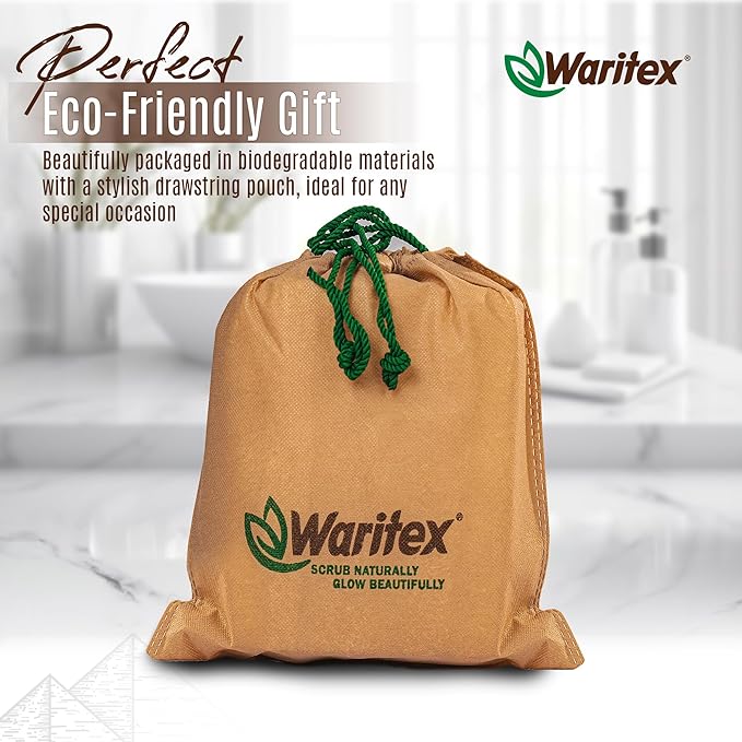 Waritex Egyptian Loofah Rectangular Body Scrubbers with Hand Strap, Exfoliating Bath Pads Made from Natural Egyptian Loofah Fibers, Gentle Deep Cleansing for Men and Women in Shower 2 Count (1 Pack)