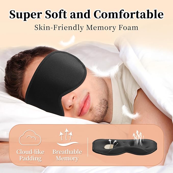 3D Sleep Mask for Men&Women, 2 Pack Contour Eye Masks for Sleep, Side Sleeping Mask for Men&Women, Blackout Eye Mask for Sleeping Eye Mask, Airplane Travel Essentials for Men, Meditation Black&Purple