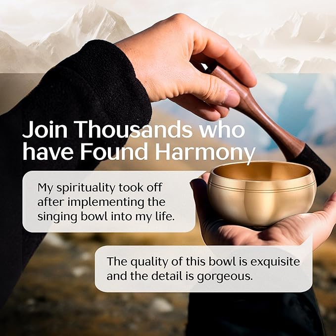Tibetan Singing Bowl Set with Case – Authentic Plain Design – Complete Meditation Bowl Kit with Cushion, Mallet, Box & Guide – Perfect Tibetan Bell for Yoga, Relaxation, & Sound Healing