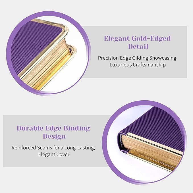 CAGIE Elegant Gold-Edged Journal for Women โ Aesthetic Vegan Leather A5 Notebook, 256 Pages 100GSM Thick Paper Hardcover Diary, Gift Journals for Writing