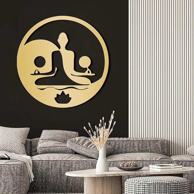 Metal Wall Decor-Metal Buddha Wall Decor, Metal Zen Wall Art, Yin Yang Wall Art, Buddha Wall Art, Meditation Wall Decor, Spiritual Wall Decor, Zen Wall Art, Yoga Room Wall Decor (White, 19x19in|47x47cm)
