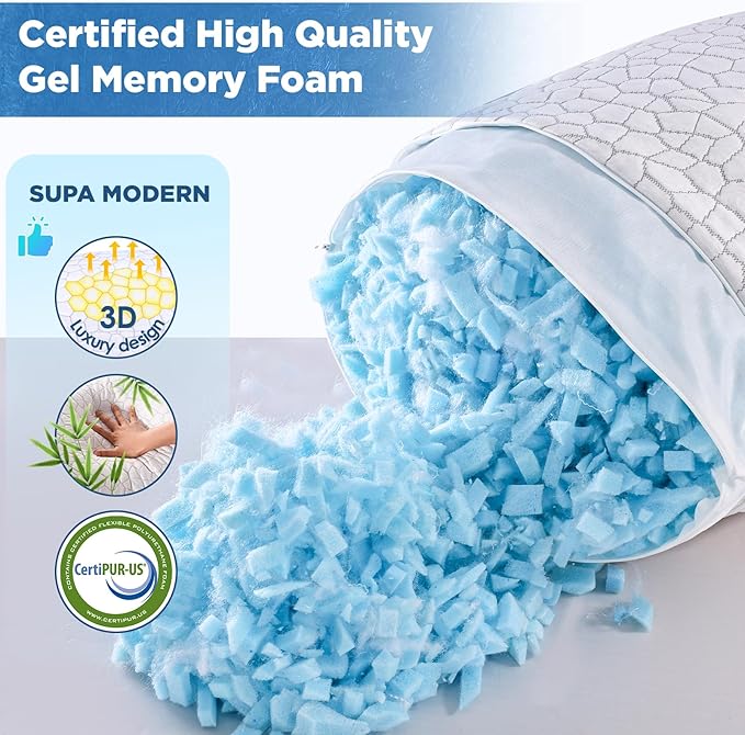 Side Sleeper Pillow for Side and Back Sleepers -Cooling Cervical Neck Pillows for Neck and Shoulder Pain Relief, Adjustable Shredded Memory Foam Pillows King Size Set of 2, Bed Pillow for Adults