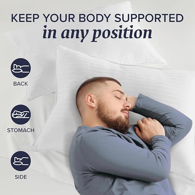 Beckham Hotel Collection Bed Pillows King Size Set of 2 - Down Alternative Pillow for Back, Stomach or Side Sleepers