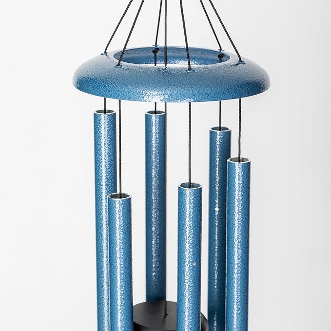 Corinthian Bells 27" Wind Chime – Sky Blue – “Faith, Hope & Love” Engraving from 1 Corinthians 13:13 – Hand-Tuned Inspirational Chime for Weddings, Anniversaries, Housewarmings & Spiritual Gifts