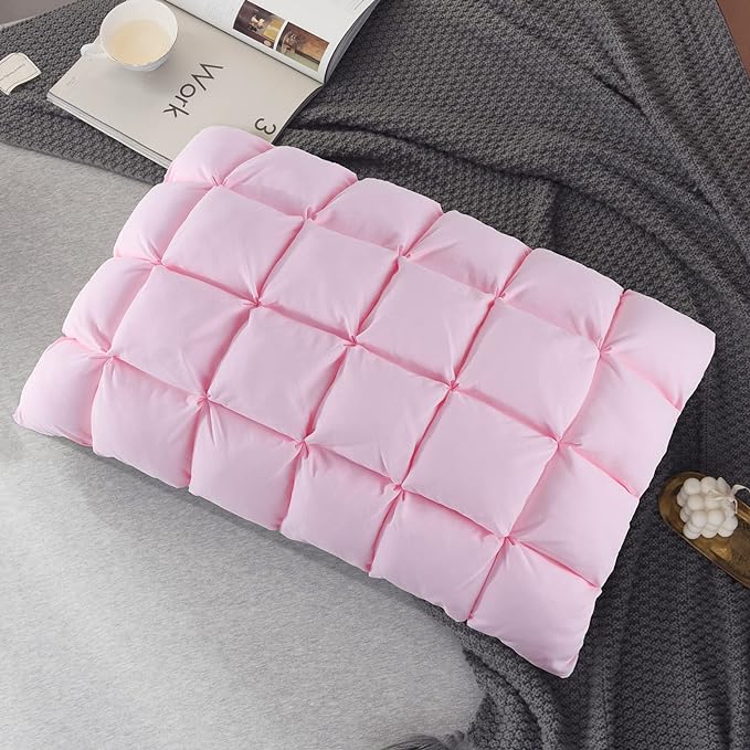 YOUR MOON Super Support Soft Down-Alternative Pillow King Size, Fluffy Soft Luxury Hotel Gel Sleeping Pillows, Bed Pillows for Side Sleepers(Pink)