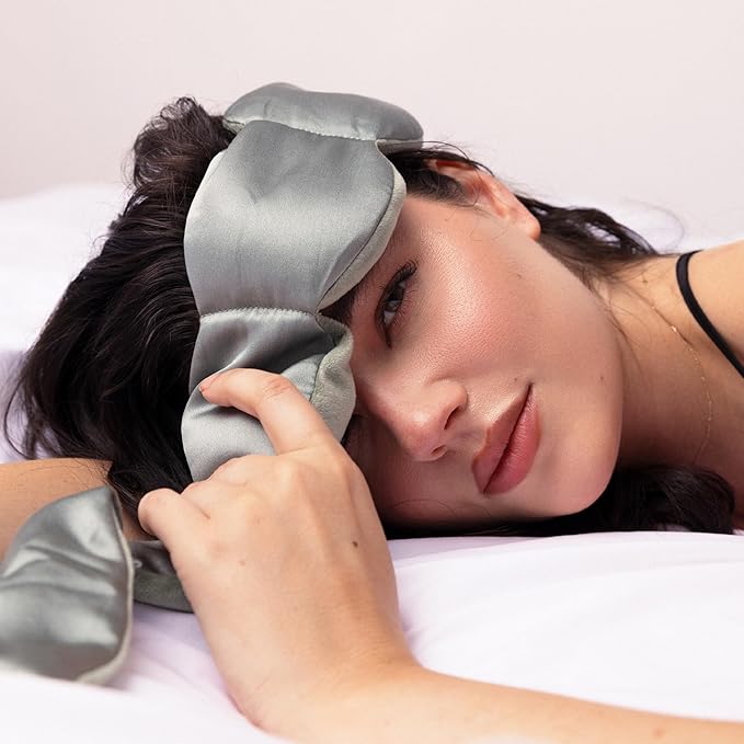 Nodpod Mineralized Silk Gentle Pressure Sleep Mask - Strap-Free, Light-Blocking Design for Sleep, Travel & Relaxation - Weighted Eye Pillow, Machine Washable (Willow)