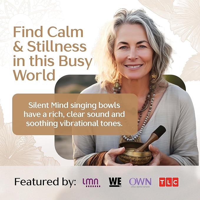 Handmade Tibetan Etched Singing Bowl Set with Case – Meditation Bowl & Sound Bowl with Cushion, Mallet & Guide – Portable Meditation Kit – Therapeutic Sound Devices – Yoga Accessories for Relaxation