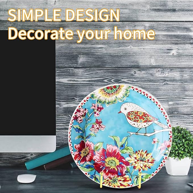 3 Pack 8 Inch Plate Stands for Display, Plate Holder Display Stand, Picture Frame Stand Black Metal Frame Holder Stands for Book,Small Easel,Decorative Plate,Photo and Platter,Tabletop Art-gold