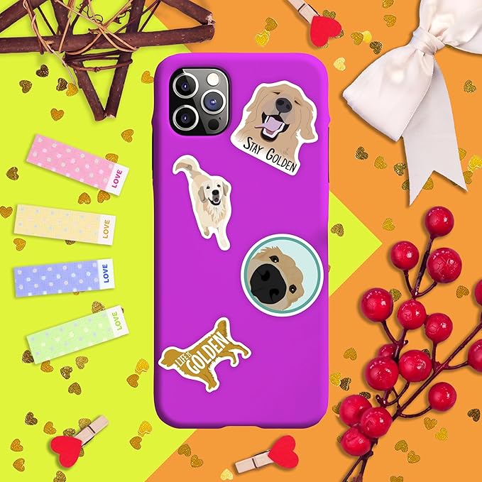 BulbaCraft 100Pcs Golden Retriever Stickers for Water Bottle and Laptop - Golden Retriever Party Favors & Decorations, Waterproof Vinyl Decals, Cute Dog and Pet Stickers, Gifts for Women & Men