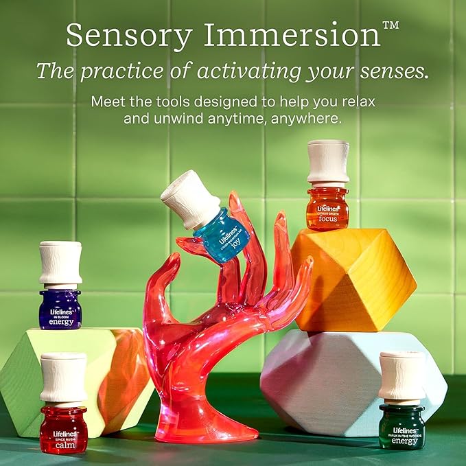 Lifelines Essential Oil Blends, 6-Pack Bright Botanicals Set - Blended Essential Oils with Precision Pump for Aromatherapy Diffusers - Long-Lasting Scented Fragrance - Focus, Calm & Energy Blends