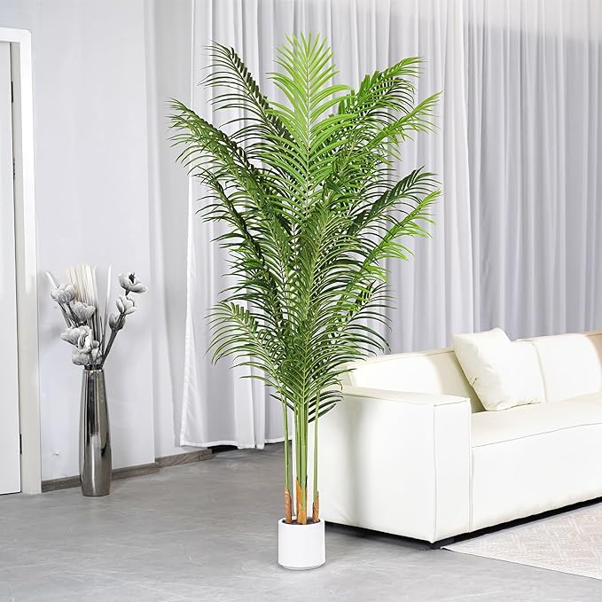 Artificial Palm Tree for Home Decor Indoor 6.6Ft Large Tall Fake Plants Faux Tropical Areca Palm Silk Floor Plant in Pot Living Room Office Garden Decoration Housewarming Gift (2, 6.6 Feet)
