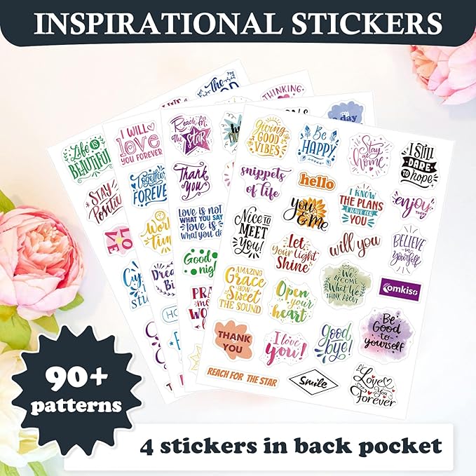 Gratitude Journal with 4 Inspirational Stickers: Undated Daily Gratitude Journal for Women and Men - More Happiness, Affirmation, and Mindfulness in A Few Minutes with Prompts & Quotes (Peony)