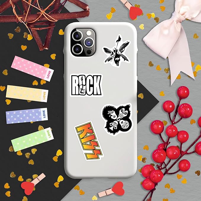 BulbaCraft Classic Rock Stickers, 36pcs Rock and Roll Stickers, R&R Band Decals, Classic R&R Gifts, Waterproof Decals, Guitar Emblems, Music Emblems, 50-70s Rockabilly, Gifts for Women & Men